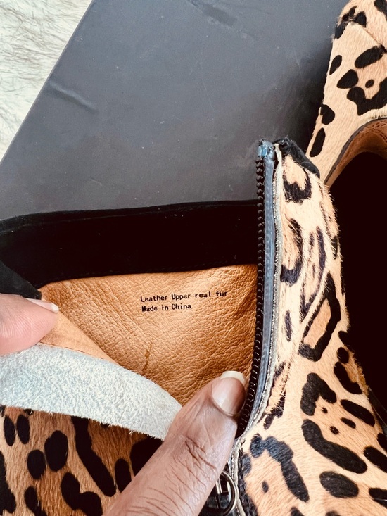 L.A.M.B. Leopard Calf Hair Ankle Boots w/ Box & Dust Bags Stiletto Heel Size 7.5 - Picture 10 of 13